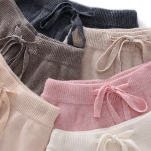 ZYCZCXX Knitted Pants 100% Merino Wool Women Clothes Wide Legs Pants Fall Winter Trousers Vintage Long Pants Y2K Korean Fashion