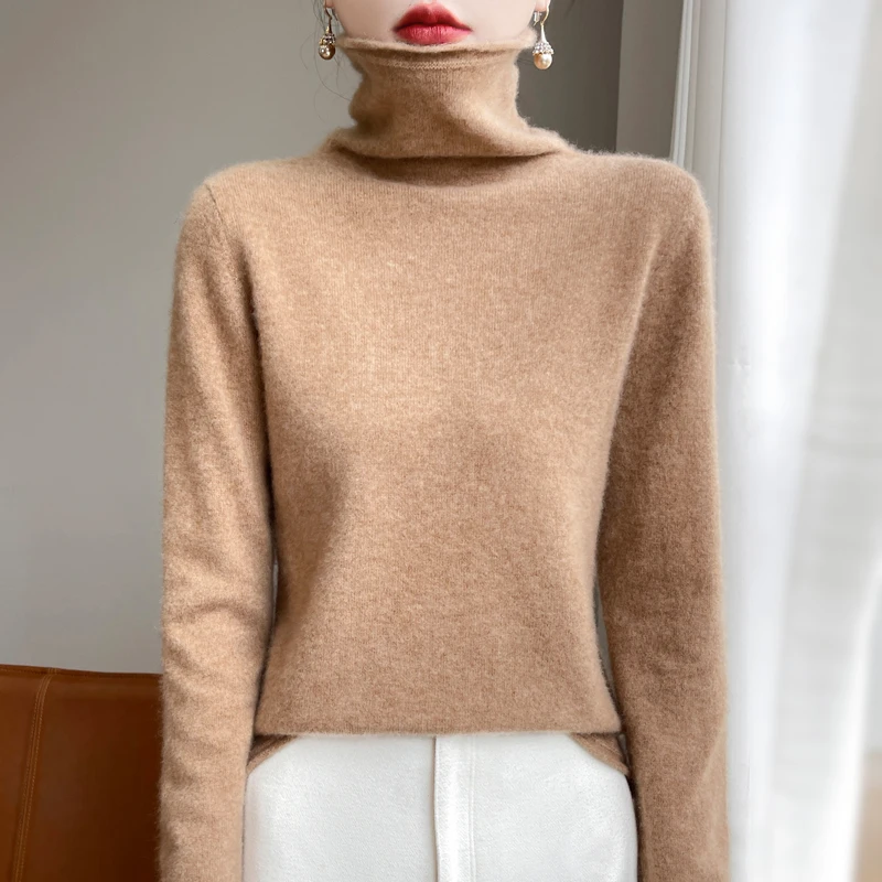 ZYCZCXX Autumn and Winter Turtleneck Sweater Women 100% Merino Wool Sweater Basic Knit Top 2024 New Women's Thermal Pullover - Image 6
