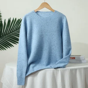 ZYCZCXX Women's Clothes 100% Merino Wool Round Neck Long-Sleeved Sweater 2025 New Pullover Autumn Winter Thick Colored Sweater