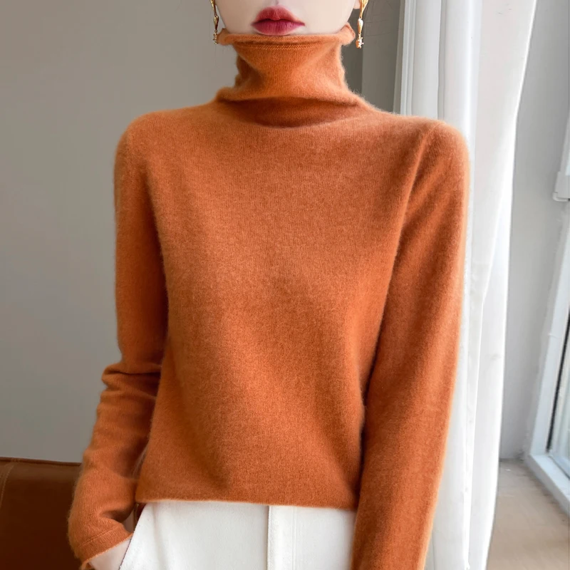 ZYCZCXX Autumn and Winter Turtleneck Sweater Women 100% Merino Wool Sweater Basic Knit Top 2024 New Women's Thermal Pullover - Image 3