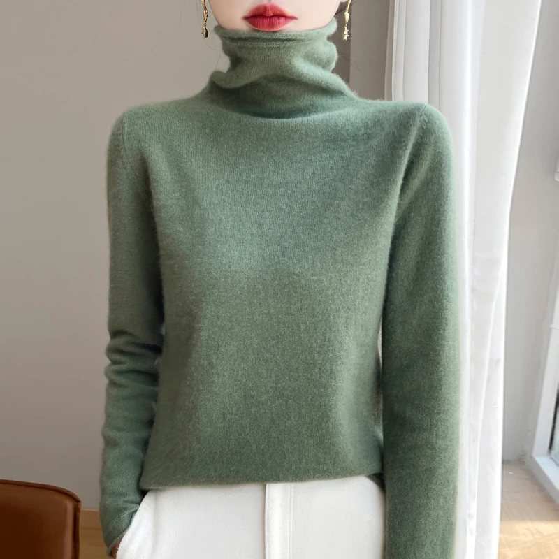 ZYCZCXX Autumn and Winter Turtleneck Sweater Women 100% Merino Wool Sweater Basic Knit Top 2024 New Women's Thermal Pullover - Image 2