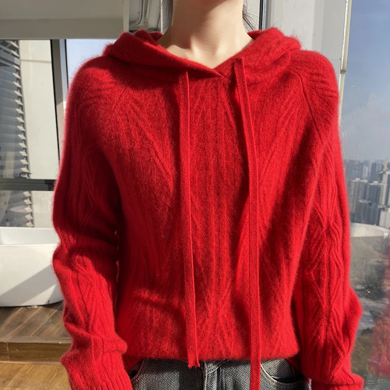 ZYCZCXX Thickened Hoodies Autumn and Winter Women's 100% Merino Wool Hoodies 2024 New Korean Fashion Sweaters Women's Clothes - Image 4